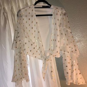 Gold and White tie top